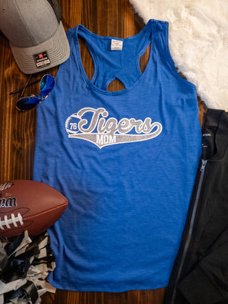 Tigers Football Mom Blue Keyhole Tank