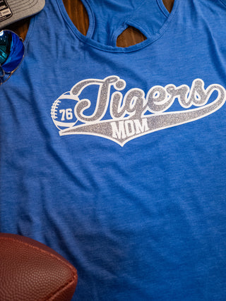 Tigers Football Mom Blue Keyhole Tank