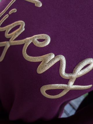 Tigers Gold Puff Print Maroon Crewneck Sweatshirt