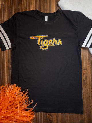 MEDIUM Tigers Rhinestone Black Jersey Tee