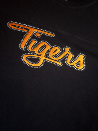 MEDIUM Tigers Rhinestone Black Jersey Tee