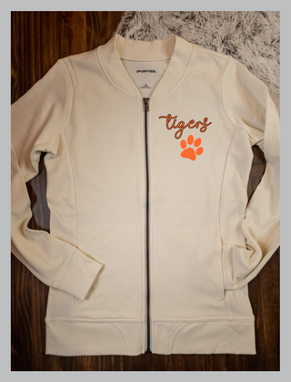 Tigers Ivory French Terry Bomber Zip-Up