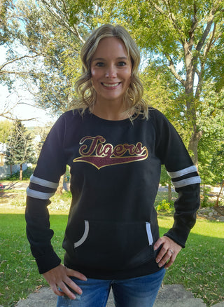 Tiger Maroon & Gold Varsity Crewneck - Ladies Fit
