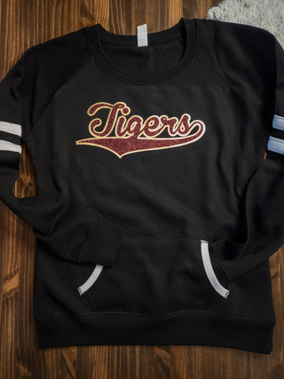 Tiger Maroon & Gold Varsity Crewneck - Ladies Fit