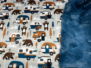 Vintage Campers Trailers Minky Blanket *Choose backing