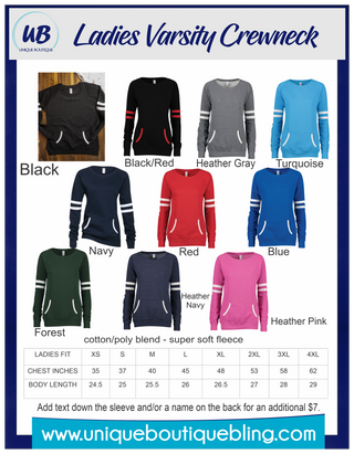 Dragons Blue Varsity Crewneck - Ladies Fit