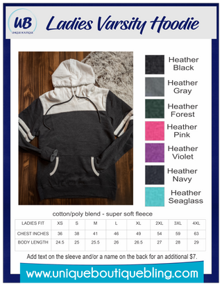 MEDIUM Dutchmen Heather Black Varsity Hoodie - Ladies Fit
