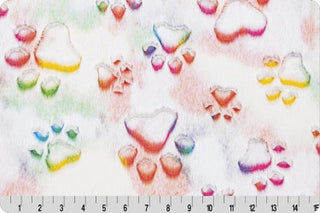 Vibrant Colorful Prism Paw Print Blanket w/ Pink Paw Print Embossed Minky-Ready To Ship