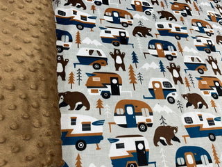 Vintage Campers Trailers Minky Blanket *Choose backing