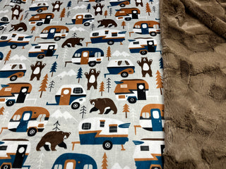 Vintage Campers Trailers Minky Blanket *Choose backing