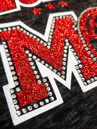 Volleyball Mom Rhinestone Fleece Hoodie - Black, Red, White