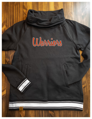 Warriors Rhinestone Black Cowl Neck