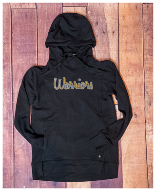 Warriors Rhinestone Black Fashion Fleece Hoodie