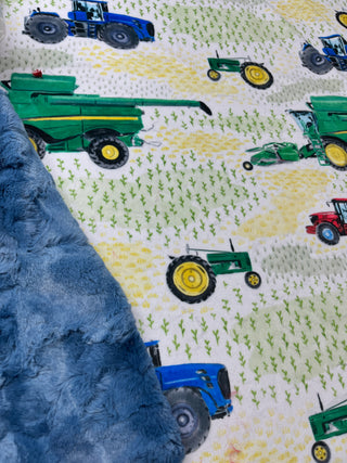 Tractors & Combines Minky Blankets - Choose Size and Backing