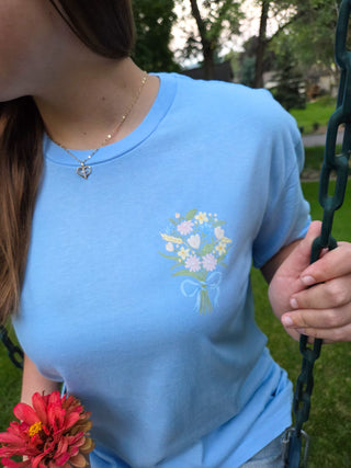 What A Friend We Have In Jesus Soft Wash Denim Blue Cotton Tee