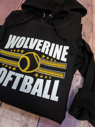 Wolverine Softball Classic Rhinestone Hoodie