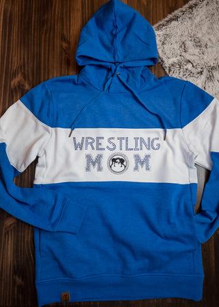 Wrestling Mom Rhinestone Blue League Hoodie