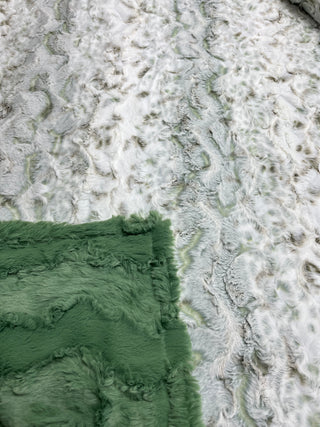 Green Snowy Owl / Green Glacier - Double Sided Minky Blanket - Ready to Ship Sizes