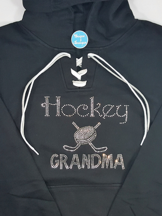 Hockey Grandma Lace-Up Hoodie - More Hoodie Color Options
