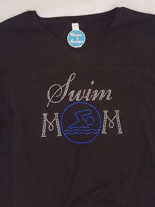 Swim Mom Rhinestone Jersey Tee