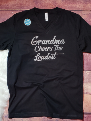 Grandma Cheers The Loudest V-Neck Tee