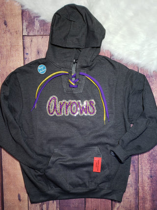 Arrows Rhinestone Lace-Up Hoodie