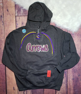 Arrows Rhinestone Lace-Up Hoodie