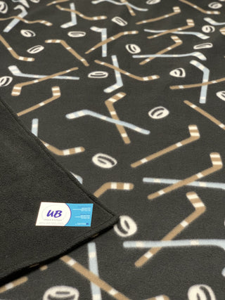 Black Hockey Blanket - **Choose Size *Embroidery Customizable