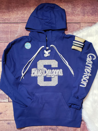 Blue Dragons Garretson Rhinestone Lace-Up Hoodie