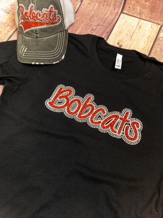 Bobcats Rhinestone Black Tee