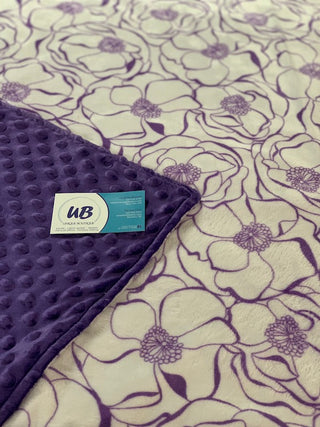 Purple Bouquet Minky backed with Purple Cuddle Minky Dot Blanket *Choose Size