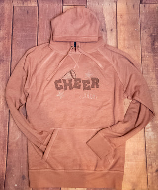 Cheer Mom Rhinestone Rose Pink Fleece Hoodie