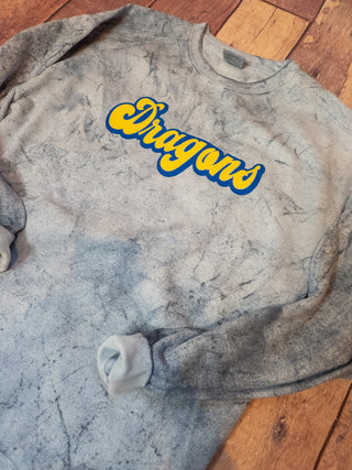 Dragons Dusty Blue Colorblast Crewneck Sweatshirt - Blue & Yellow Print