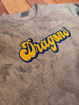 Dragons Dusty Blue Colorblast Crewneck Sweatshirt - Blue & Yellow Print