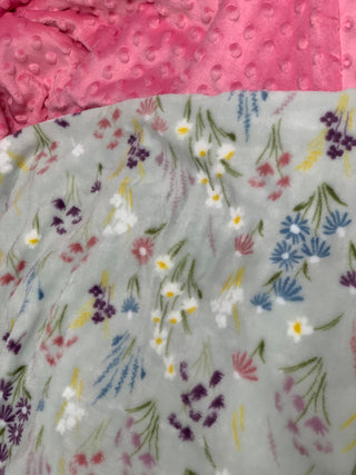 Wild Flowers Minky Blanket backed w/Pink Minky in 2 Size Options