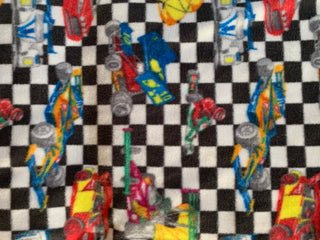 All Race Cars Small Blanket with Royal Blue Fleece