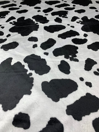 Cow Spotted Minky Blanket with Black Faux Fur