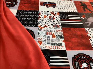Firefighter Plush Minky Blanket **Choose Backing color **Can Personalize