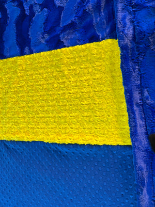 Royal Blue & Yellow Minky Cuddle Blanket Quilt *Choose Size