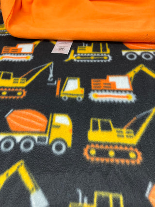 Black Construction Equipment Child Size Blanket *Choose Minky or Fleece Backing