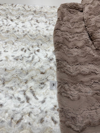 Natural Snowy Owl / Taupe Glacier Double Sided Minky Blanket - Baby Size to King Size