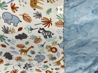 Jungle Animal Friends Cuddle Minky Blanket -Choose Size & Minky Backing