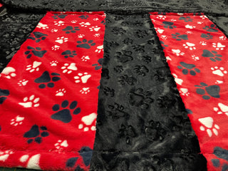 Red PawSome Minky & Black Embossed Paw Print Cuddle Blanket Quilt