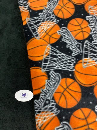 Basketball Fleece Blanket with Black Fleece