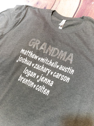 Personalized Grandma Rhinestone Tee