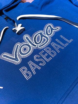 Volga Baseball Rhinestone Lace-Up Hoodie