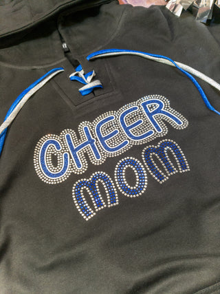 Cheer Mom Rhinestone Lace-Up Hoodie - More Options