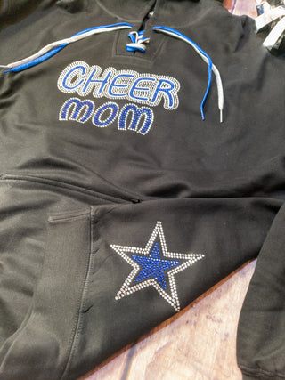 Cheer Mom Rhinestone Lace-Up Hoodie - More Options
