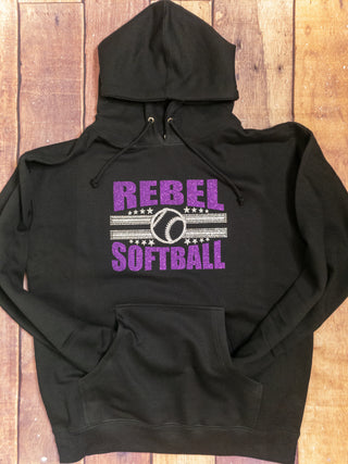 Rebel Softball Classic Rhinestone Hoodie