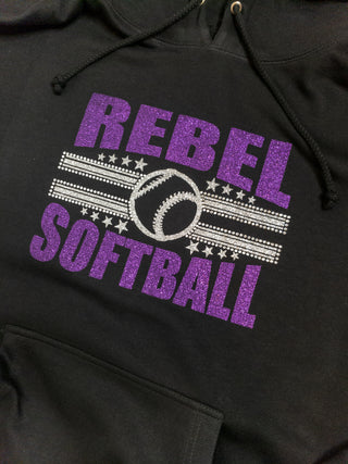 Rebel Softball Classic Rhinestone Hoodie